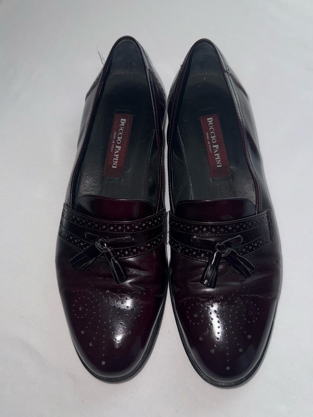 Men's Handmade Burgundy #363 Genuine Leather GUC Sz 10 Slip On Dress Shoe